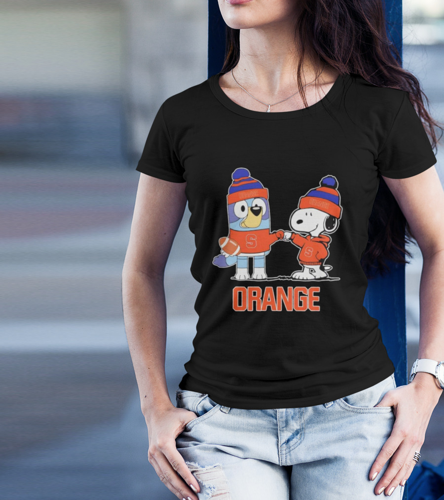 Snoopy Bluey Syracuse Orange Football Collaboration T-Shirt