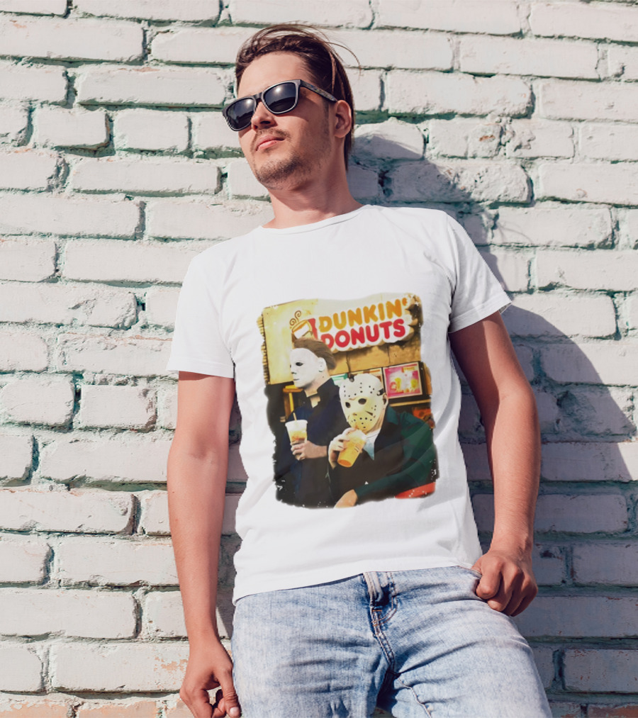 Dunkin Donuts Halloween Michael Jason Horror Movie Funny T-Shirt