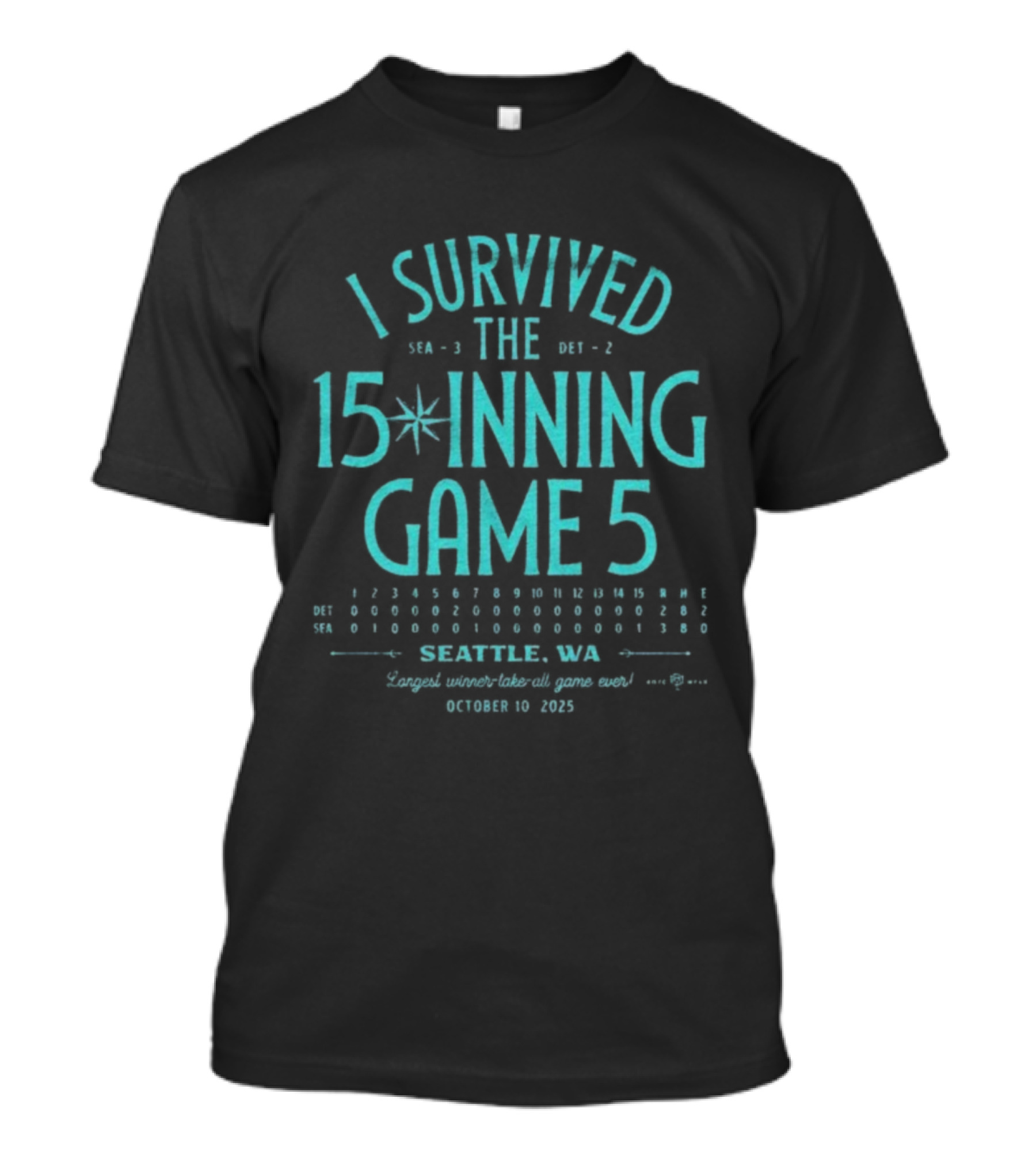 I Survived The 15 Inning Game 5 Seattle WA 2025 Seattle Mariners T-Shirt