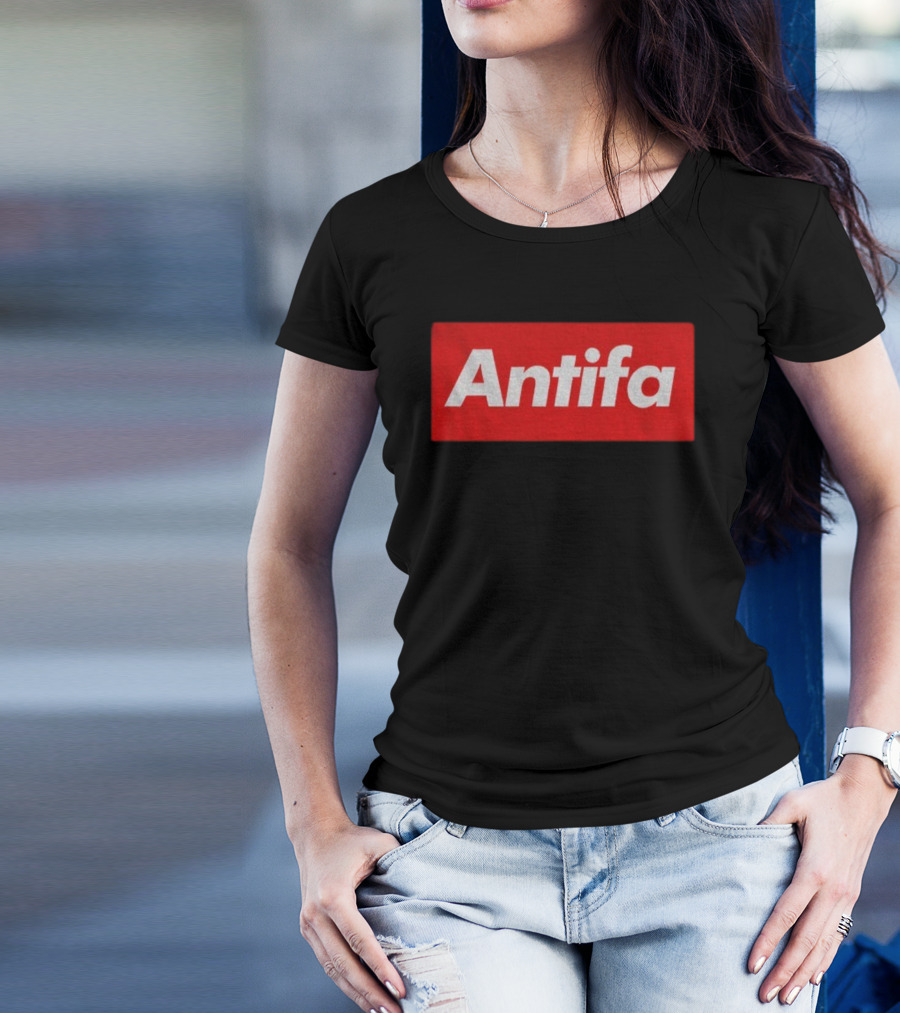 Antifa Supre American Antifascist Political Red Rectangle T-Shirt