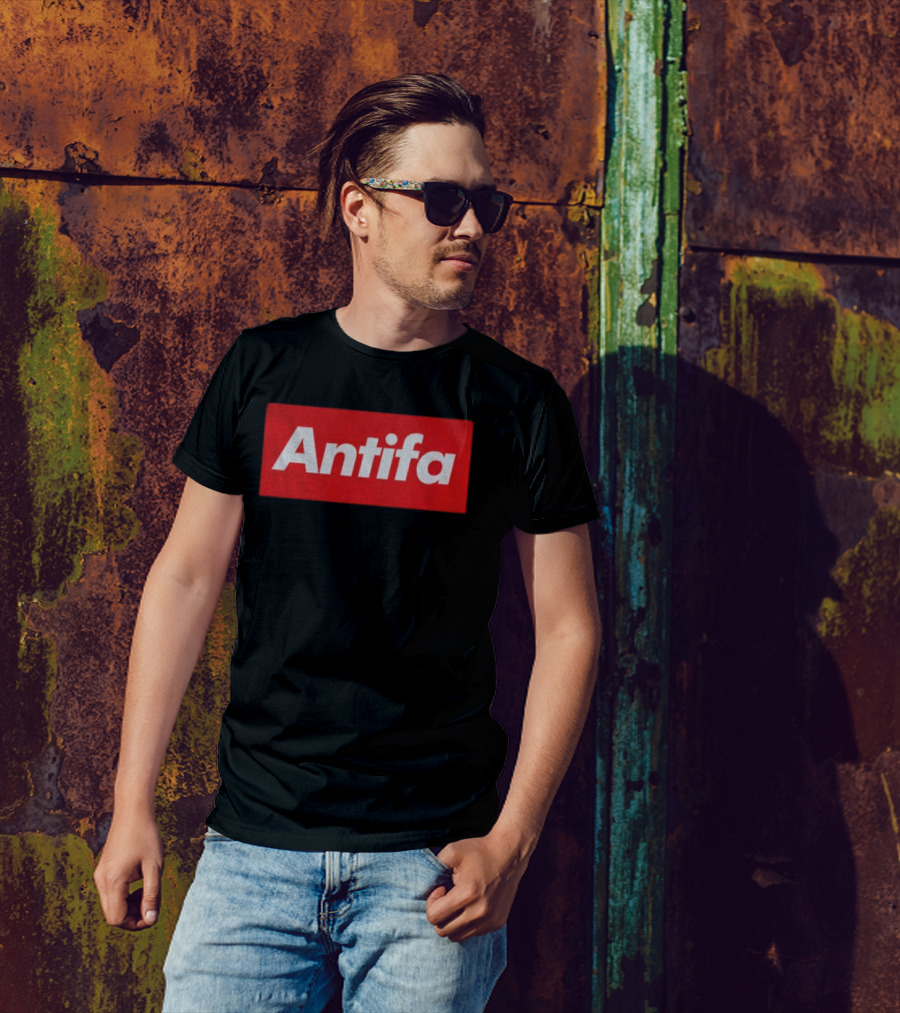 Antifa Supre American Antifascist Political Red Rectangle T-Shirt