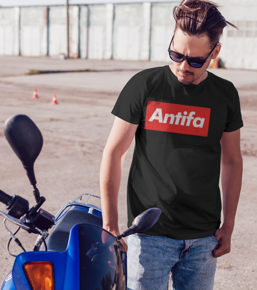 Antifa Supre American Antifascist Political Red Rectangle T-Shirt