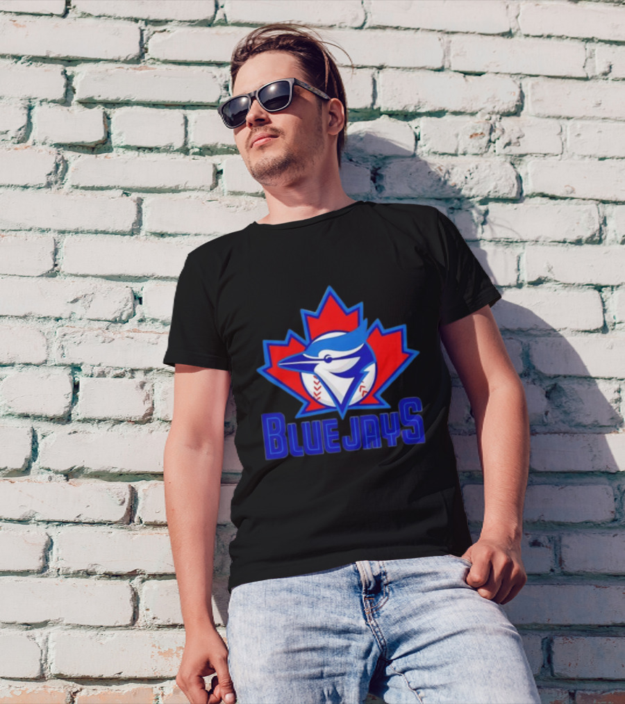 Toronto Blue Jays Emblem In Red Maple Leaf Icon Blue Jays T-Shirt