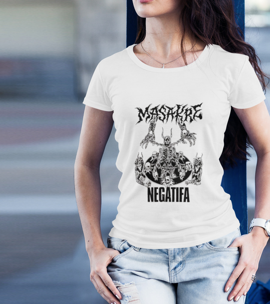 Masakre Negatifa Skull Skeleton Demonic Creature T-Shirt