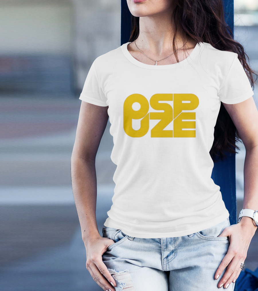 Ospuze Yellow Bold Text Logo T-Shirt