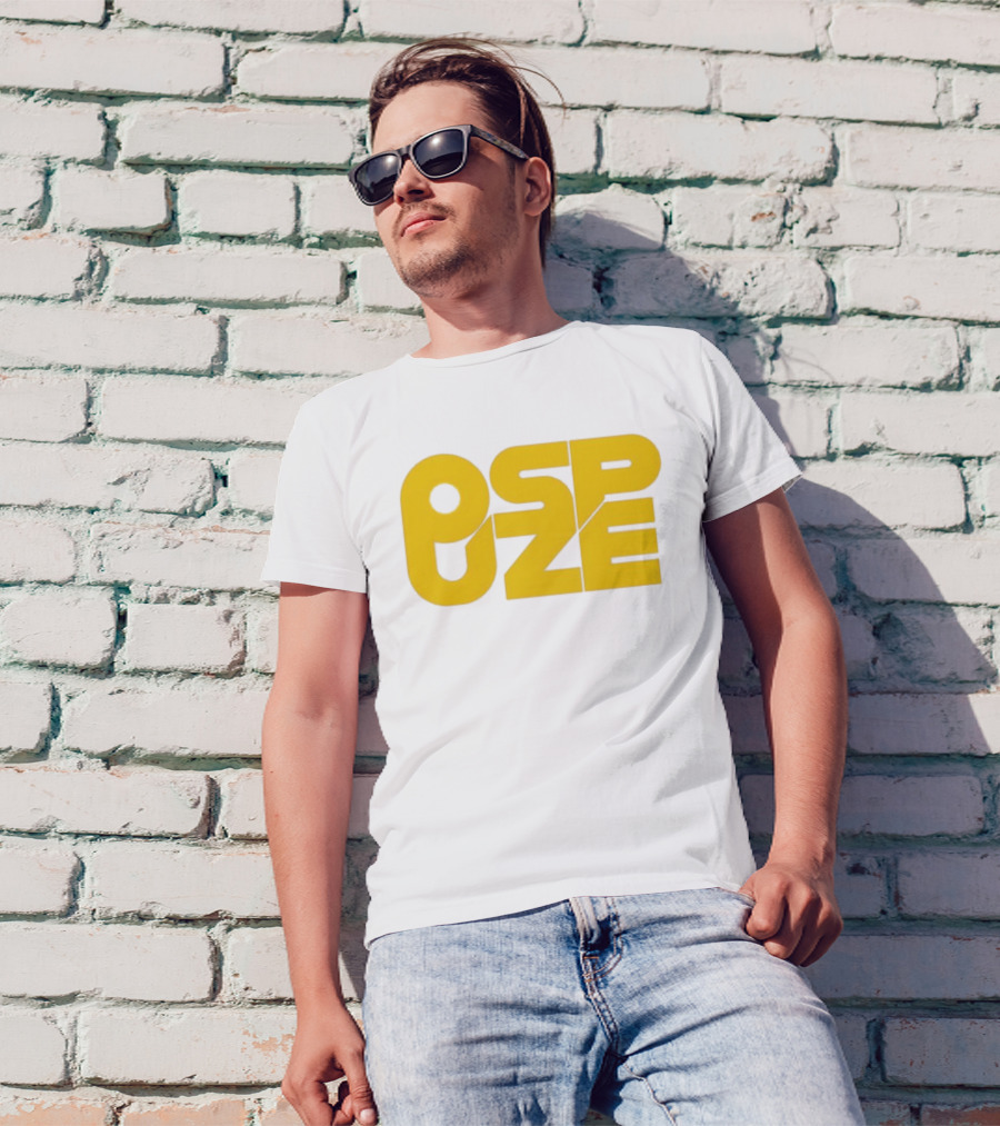 Ospuze Yellow Bold Text Logo T-Shirt