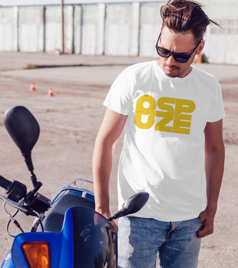 Ospuze Yellow Bold Text Logo T-Shirt