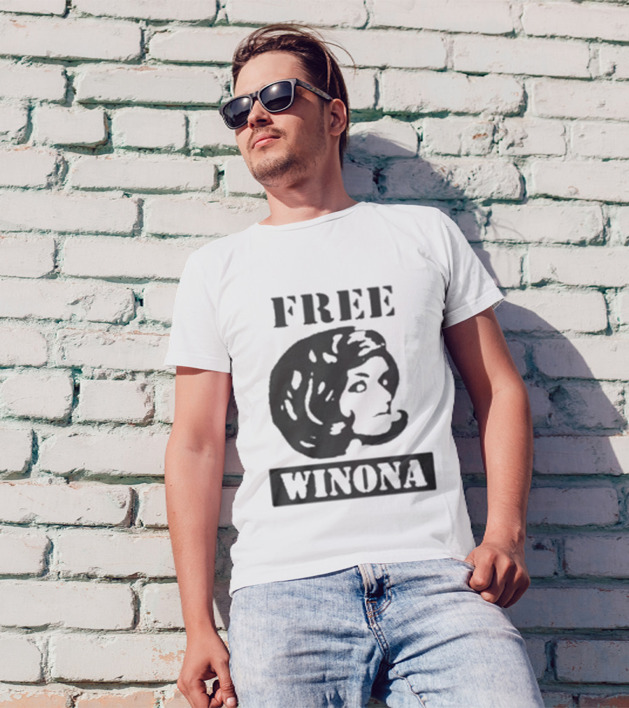 Free Winona Ryder Retro Stencil Style T-Shirt