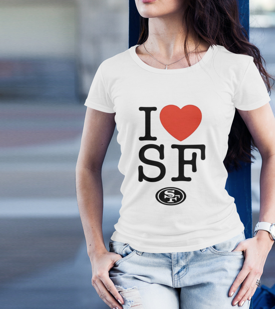San Francisco 49ers I Love SF Heart Symbol Football Team Logo T-Shirt