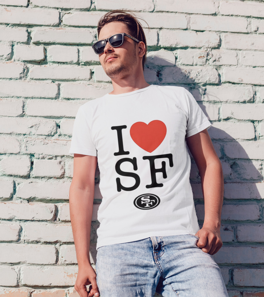 San Francisco 49ers I Love SF Heart Symbol Football Team Logo T-Shirt
