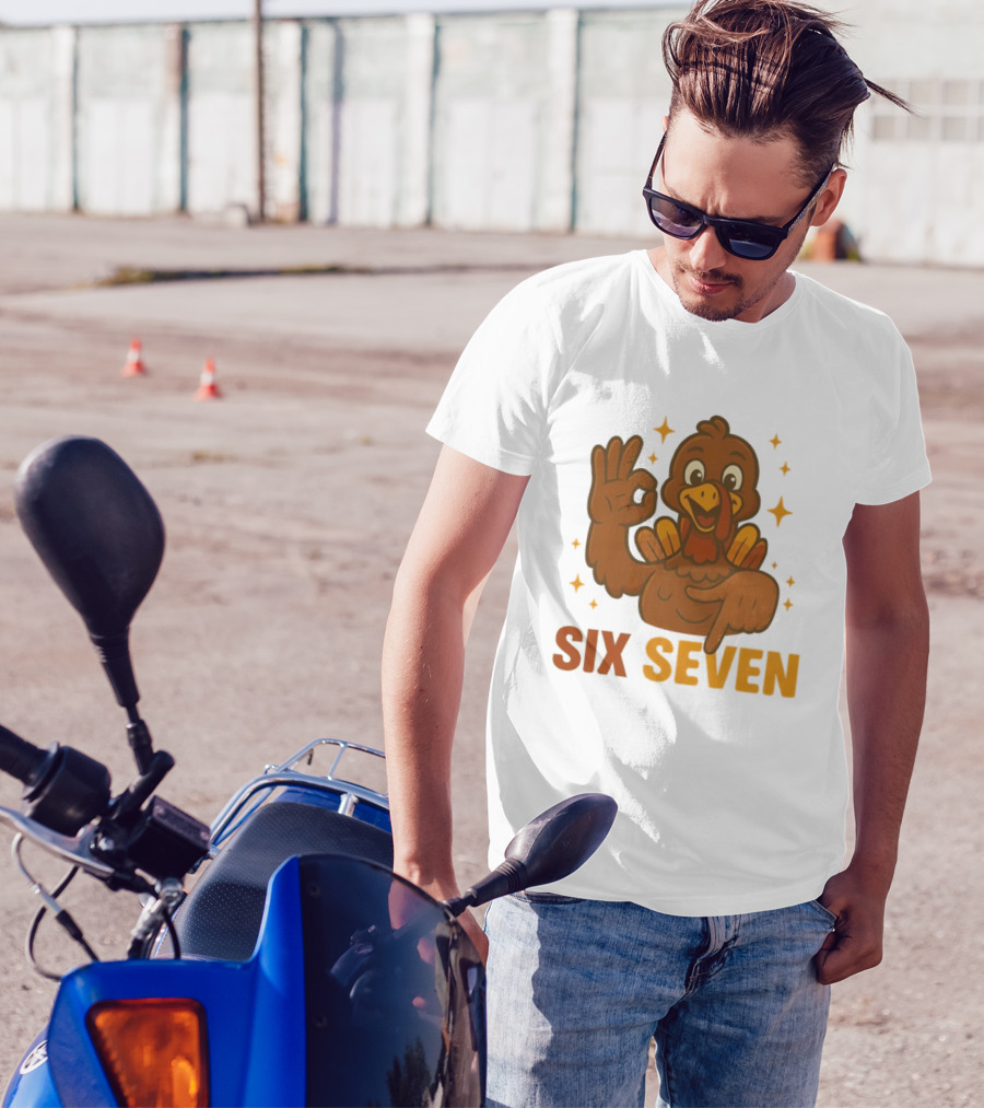 Six Seven Turkey Meme Funny Thanksgiving Gesture T-Shirt