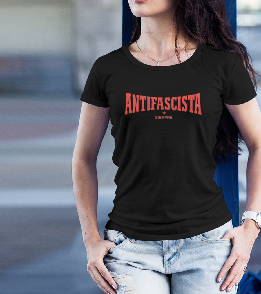 Antifascista Siempre Bold Red Arch Text With Star Symbol T-Shirt