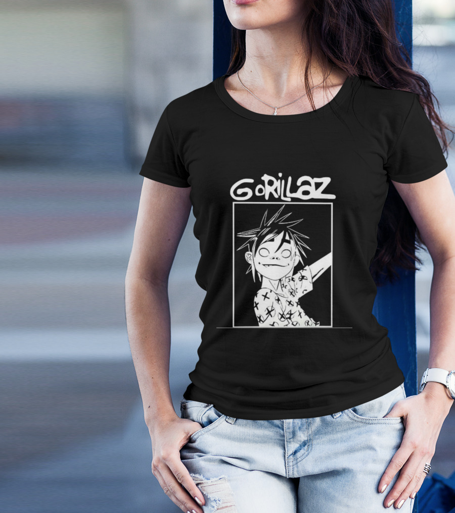 Gorillaz Black White Character Graphic T-Shirt