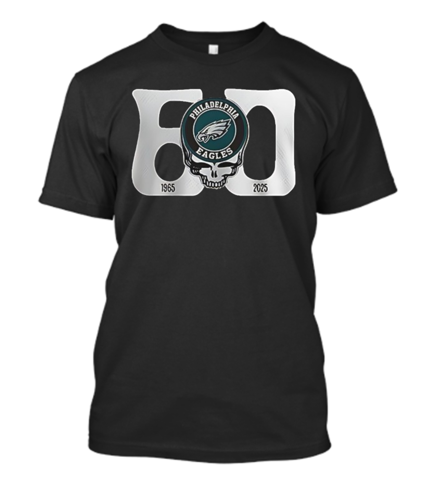 Philadelphia Eagles Grateful Dead 60th Anniversary Skull Art 1965-2025 T-Shirt