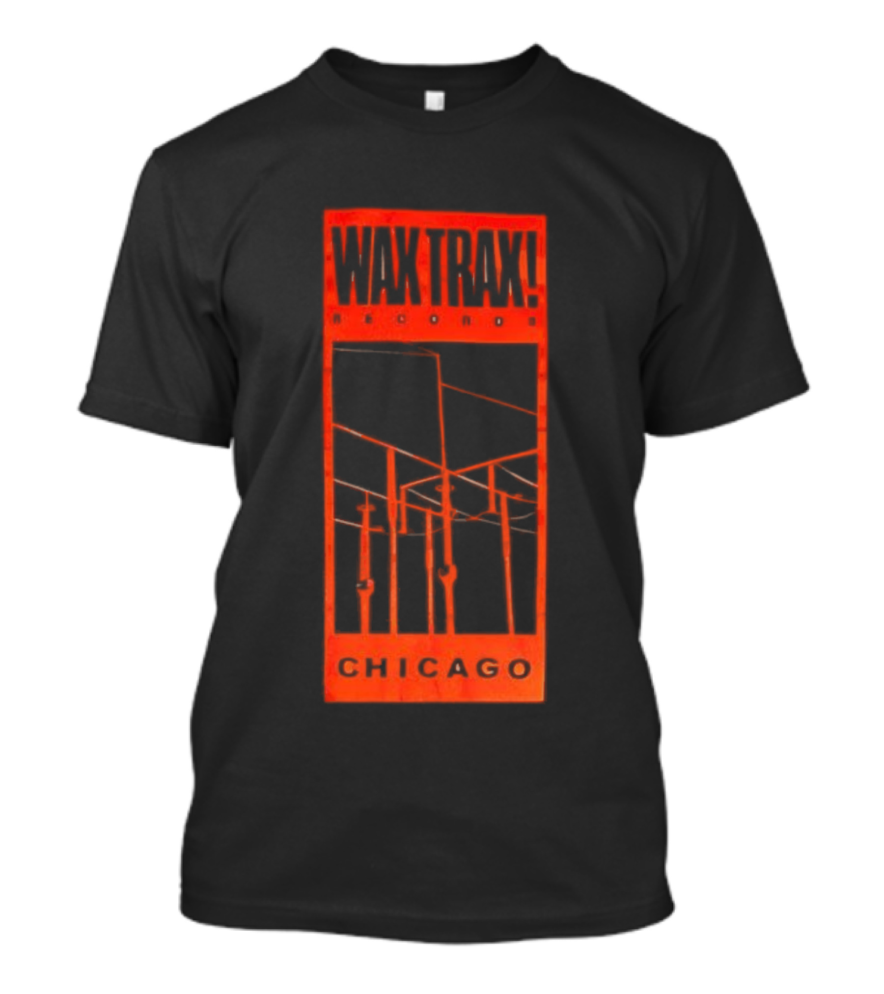 Wax Trax Chicago Skyline Power Lines T-Shirt