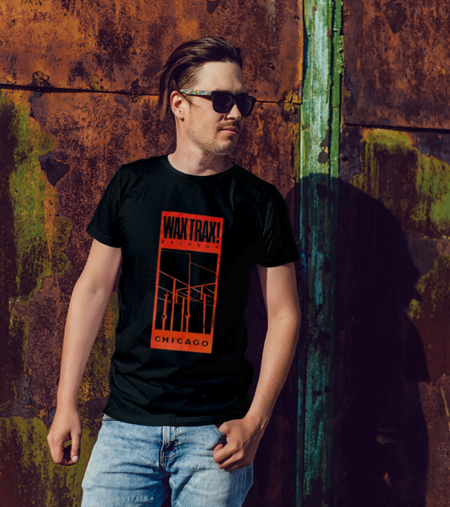 Wax Trax Chicago Skyline Power Lines T-Shirt