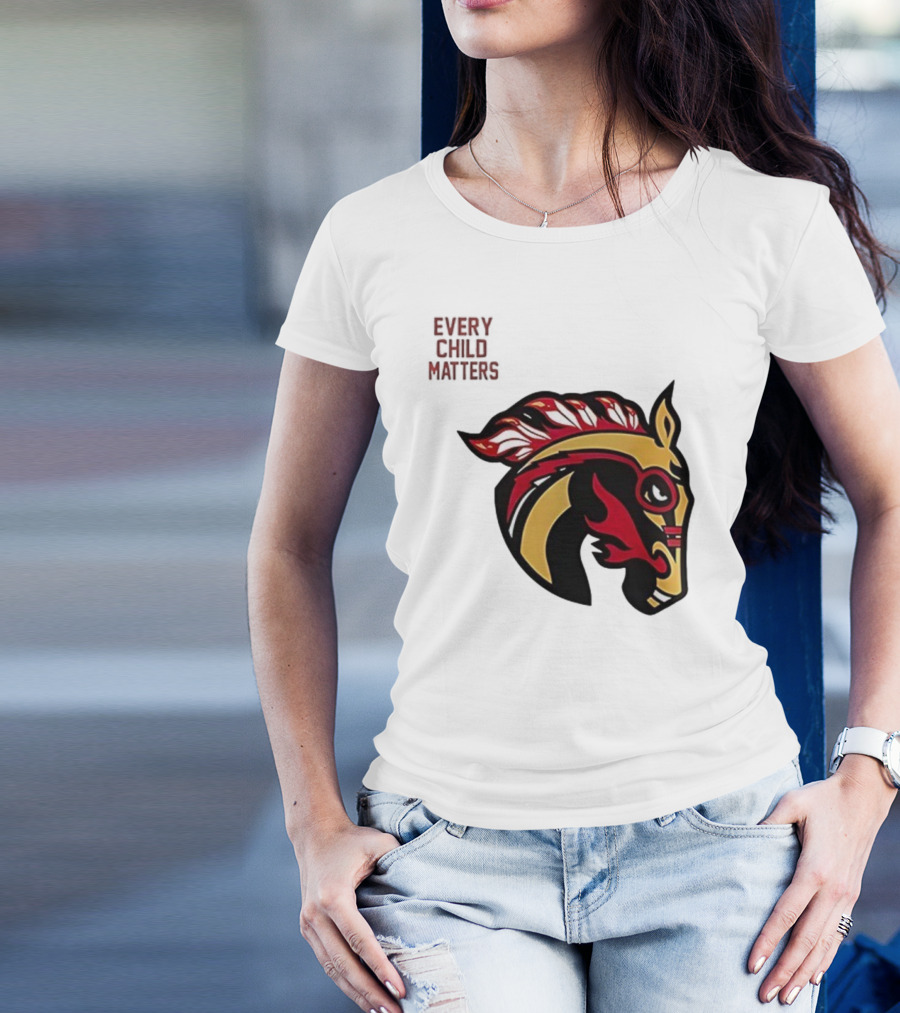 Calgary Wranglers Indigenous Heritage Every Child Matters Chinki Goodstoney T-Shirt