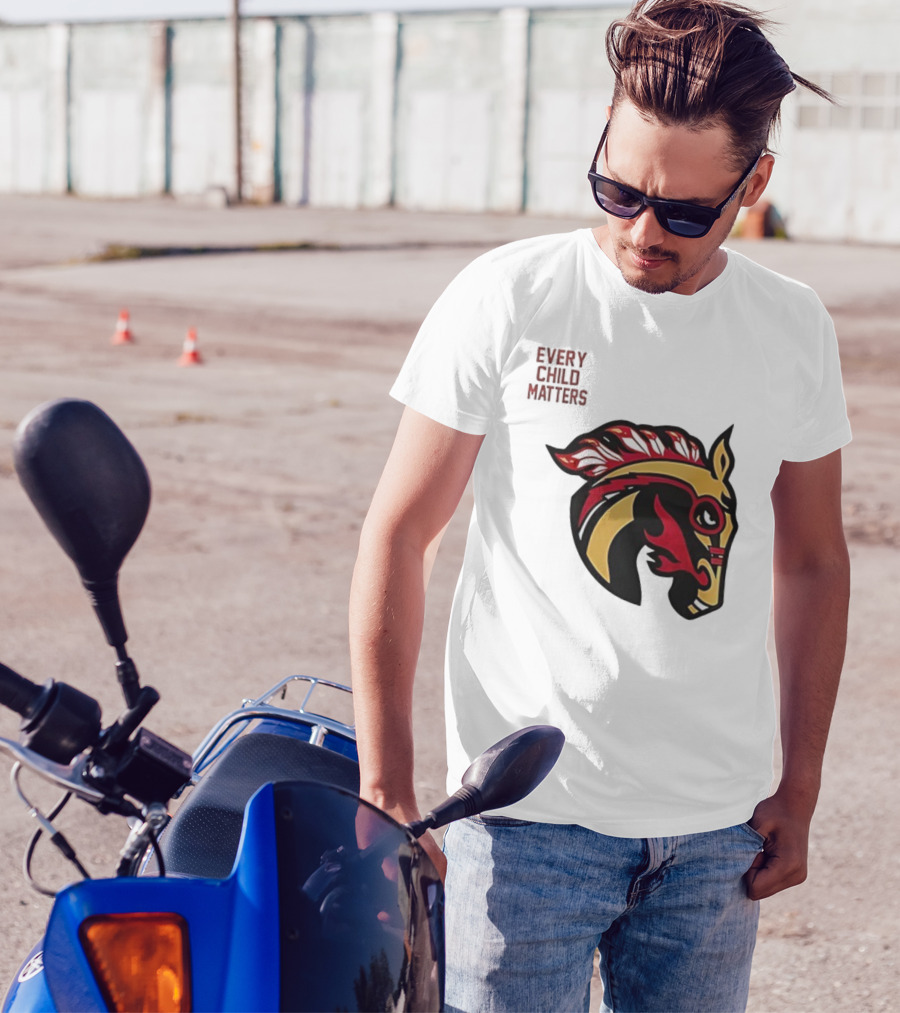 Calgary Wranglers Indigenous Heritage Every Child Matters Chinki Goodstoney T-Shirt