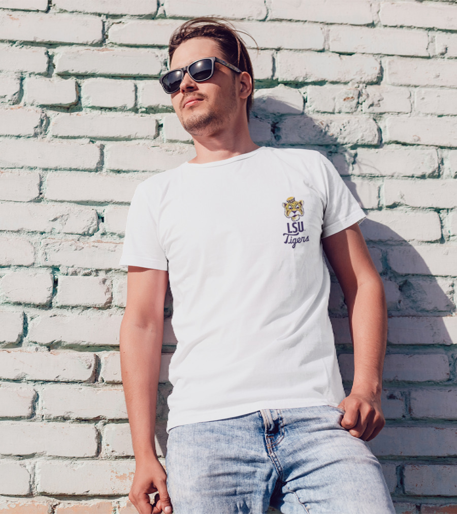 LSU Tigers Fighting Tigers 1860 Big And Tall Mascot Overlay Essential Retro Mike The Tiger T-Shirt