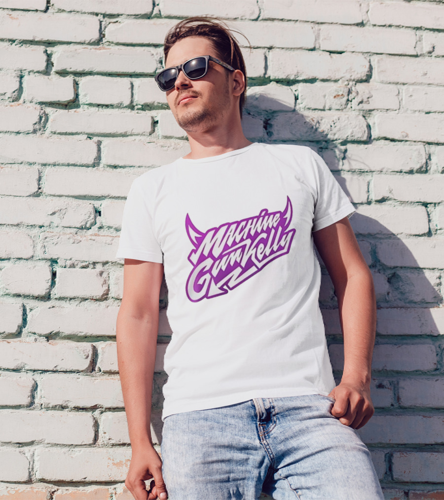 Machine Gun Kelly Ticket To My Downfall Tour 2025 Caricature Purple Stylized Text T-Shirt