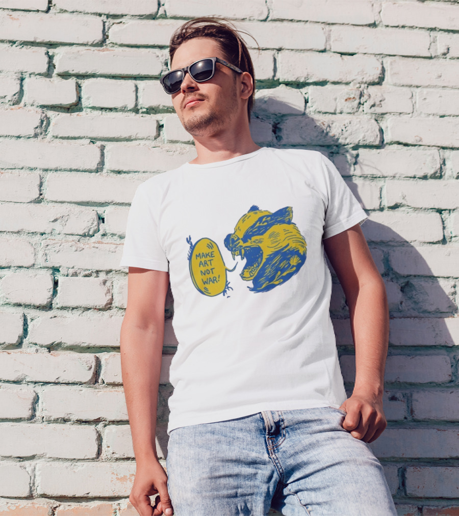 Make Art Not War Angry Wolverine Print T-Shirt