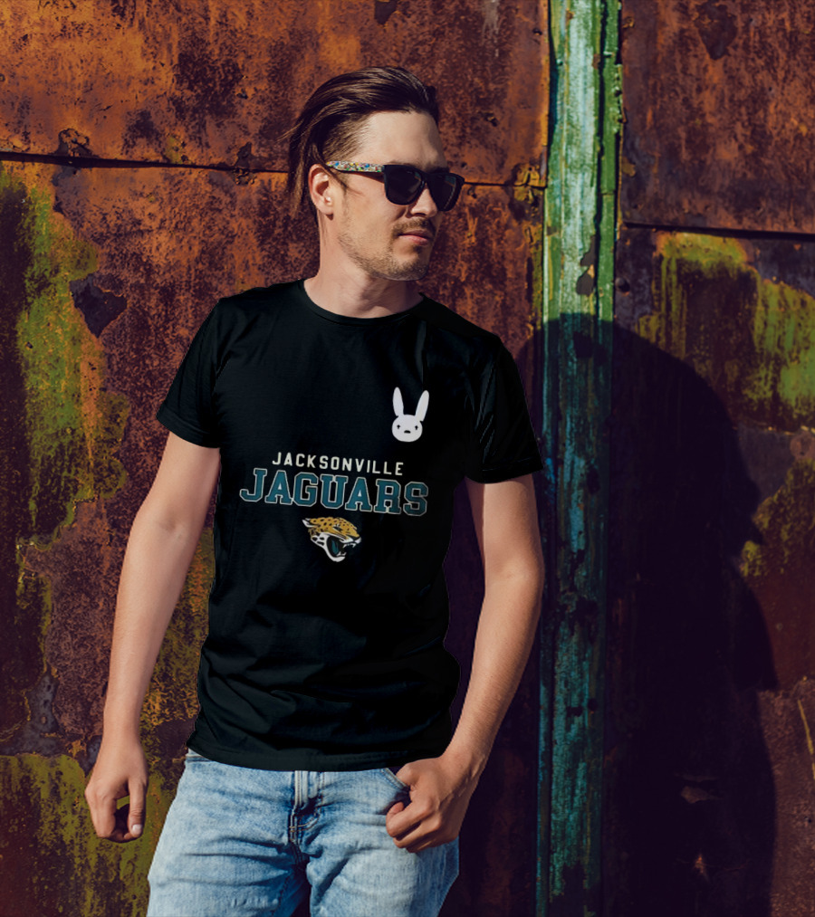 DTMF Bad Bunny Jacksonville Jaguars Collaboration With Mascot And Logo T-Shirt
