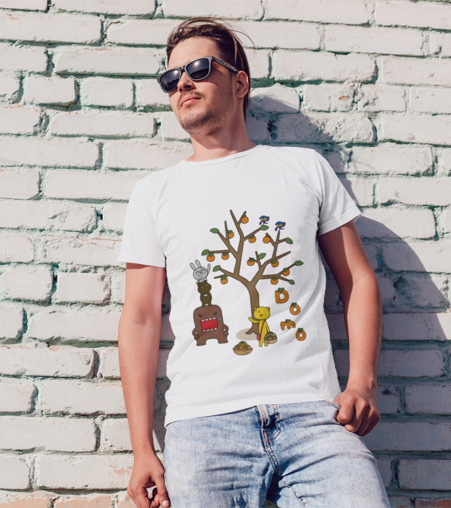 Domo Fall Harvest With Cartoon Characters And Persimmons T-Shirt