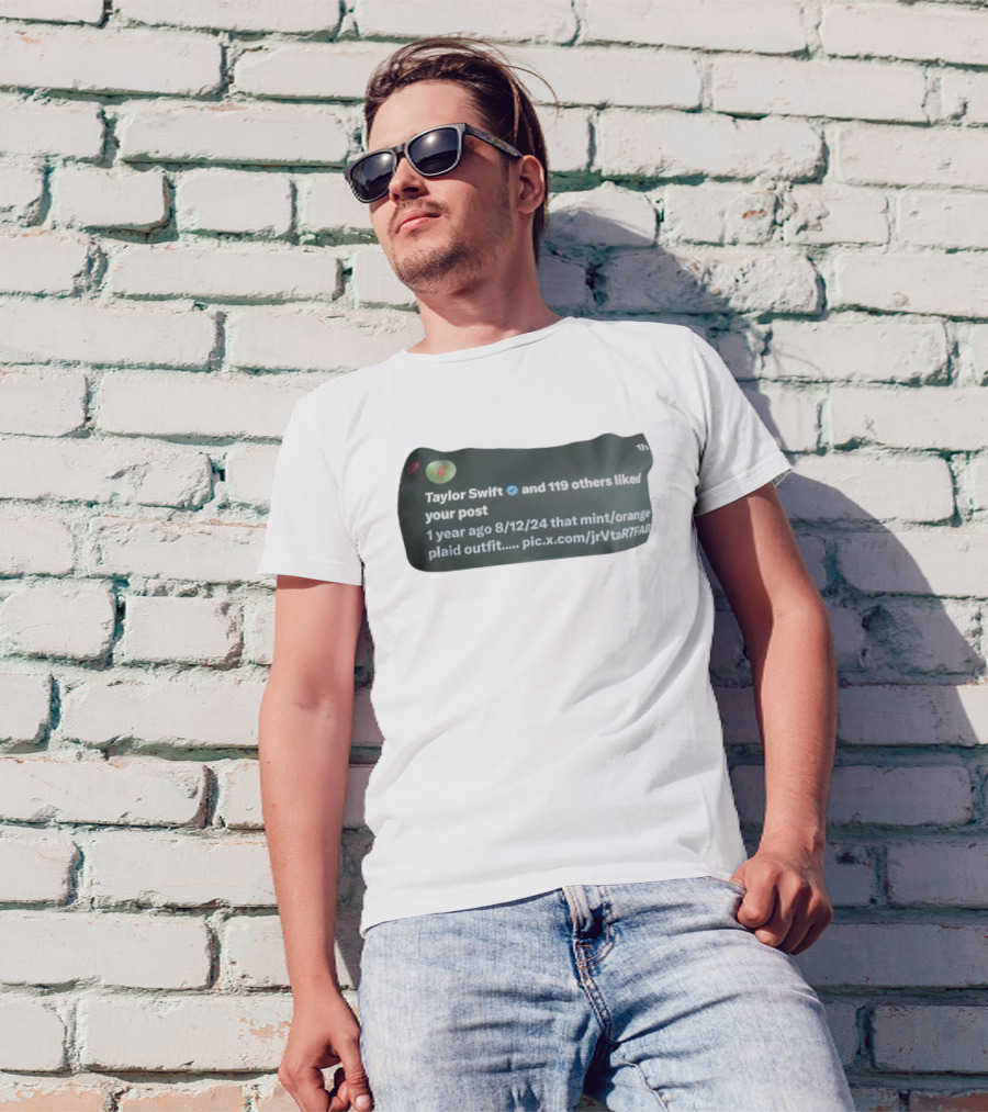 Taylor Swift And 119 Others Liked Your Post 1 Year Ago 8/12/24 Mint Orange Plaid Outfit T-Shirt