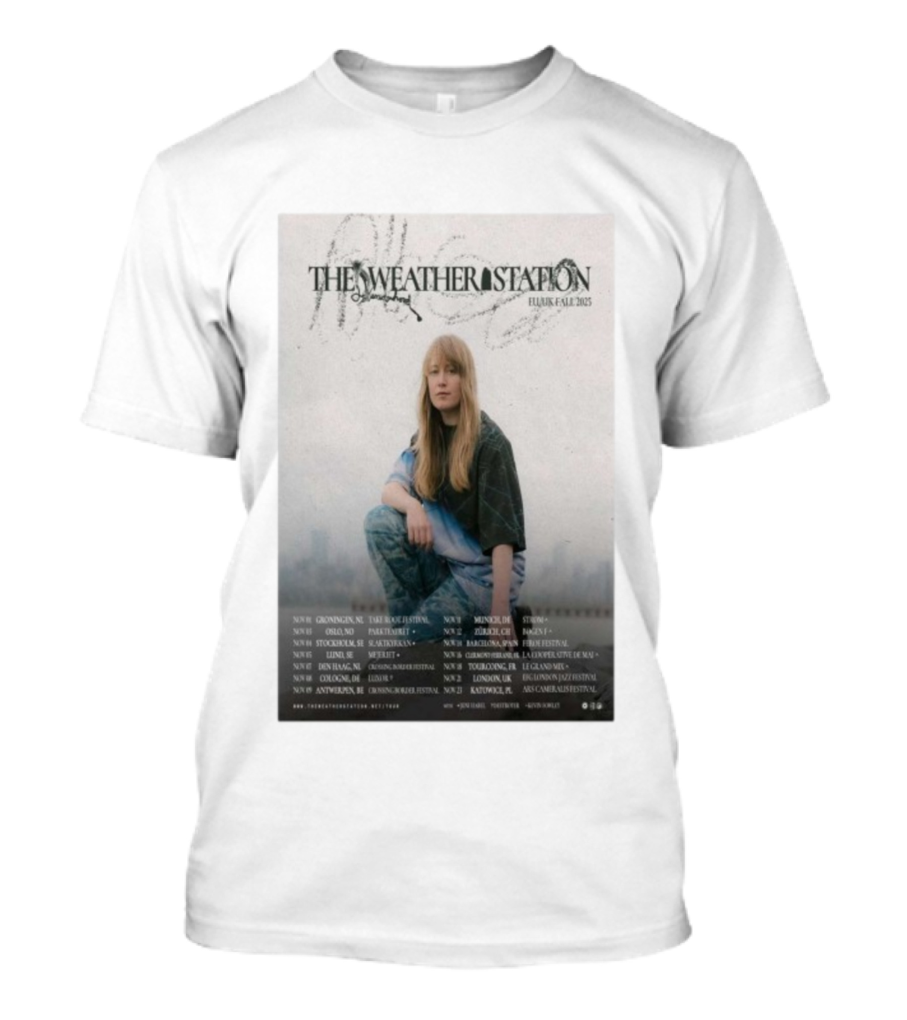The Weather Station EU UK Fall 2025 Tour Dates And Locations T-Shirt