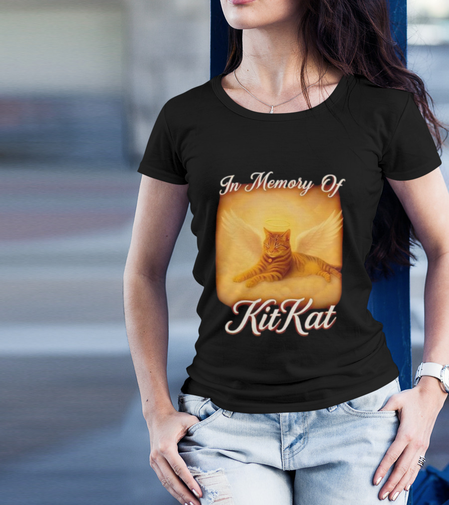 In Memory Of Kit Kat Angel Wings Halo Pet Cat Memorial T-Shirt
