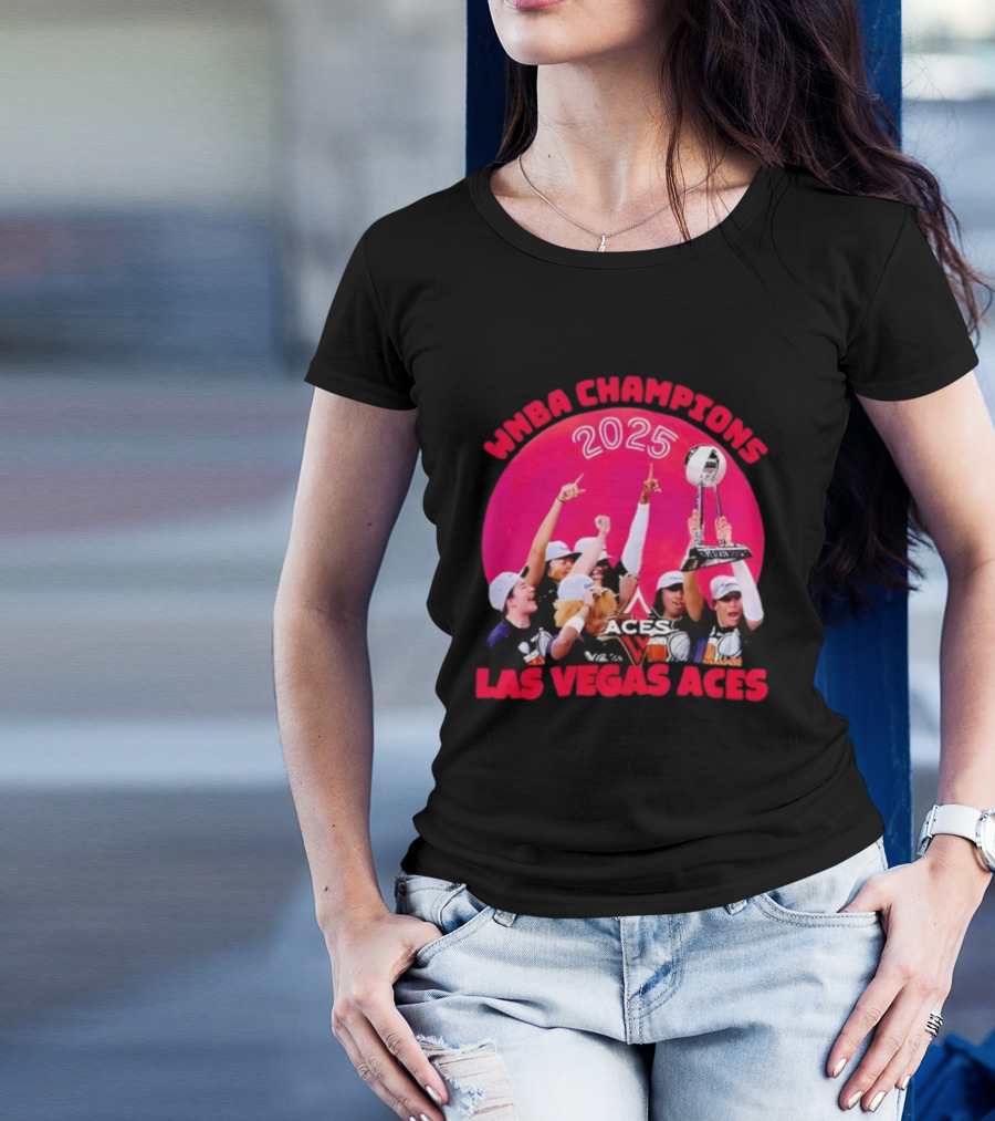 WNBA Champions 2025 Las Vegas Aces Pink Moon Celebration T-Shirt