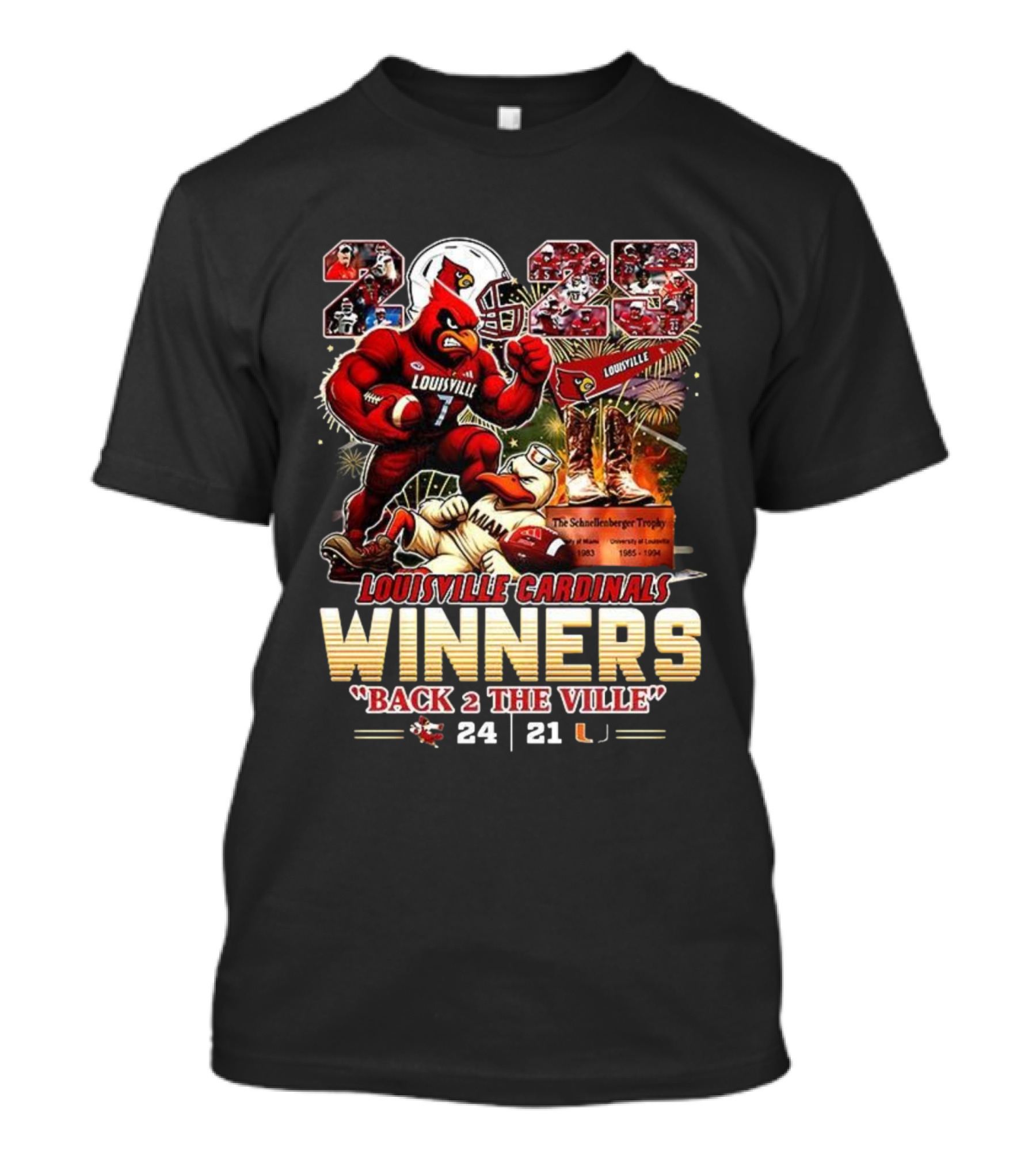 Louisville Cardinals Winners Back 2 The Ville 2025 Schnellenberger Trophy T-Shirt