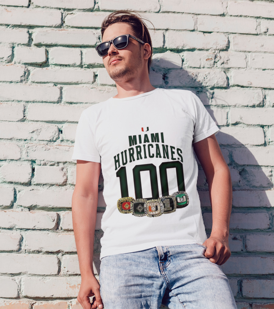 Miami Hurricanes 100 National Champions Rings T-Shirt