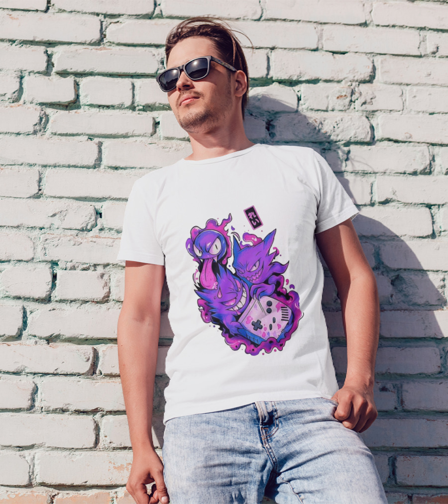Gastly Haunter Gengar Retro Game Console Pokemon Art霊 T-Shirt