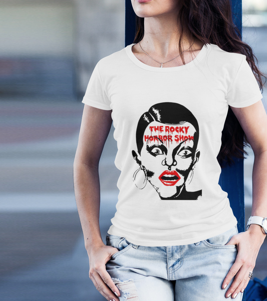 The Rocky Horror Show Dripping Text Vintage 70s Red Lips Graphic T-Shirt