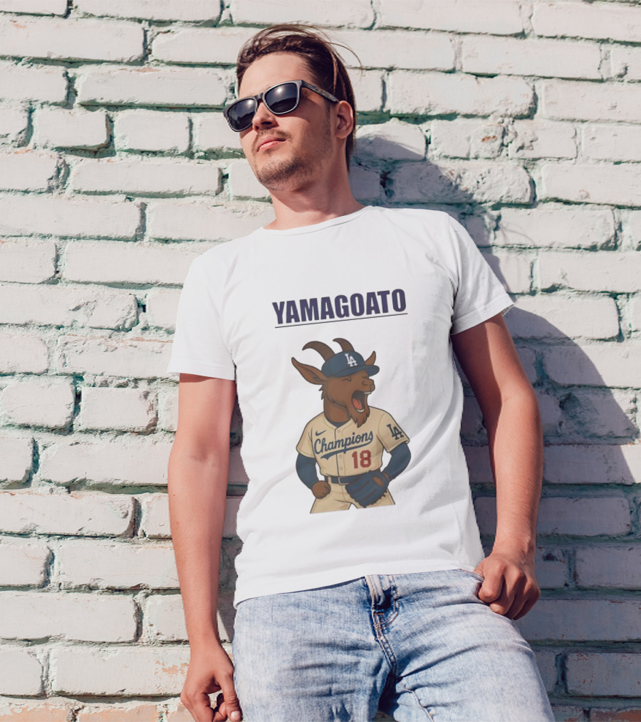 Yamagoato Champions LA 18 Goat Baseball Illustration T-Shirt