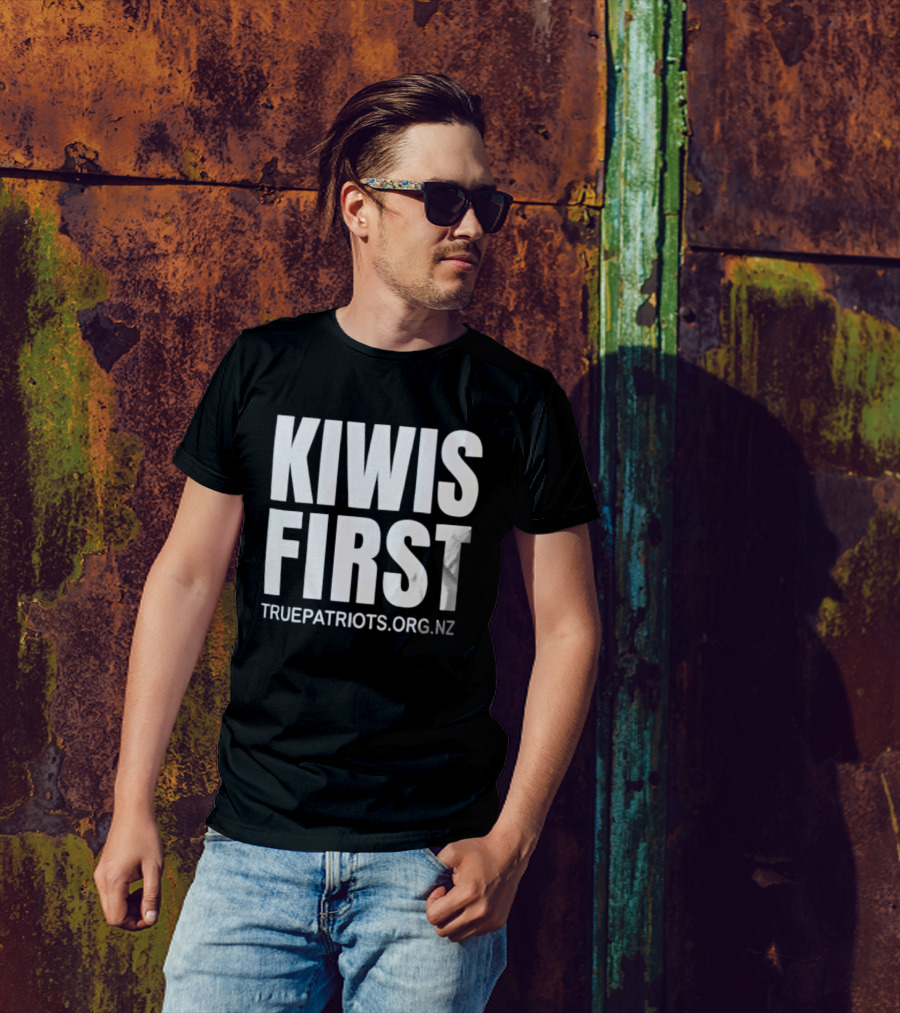 Kiwis First Truepatriots.org.nz Bold Text Statement T-Shirt