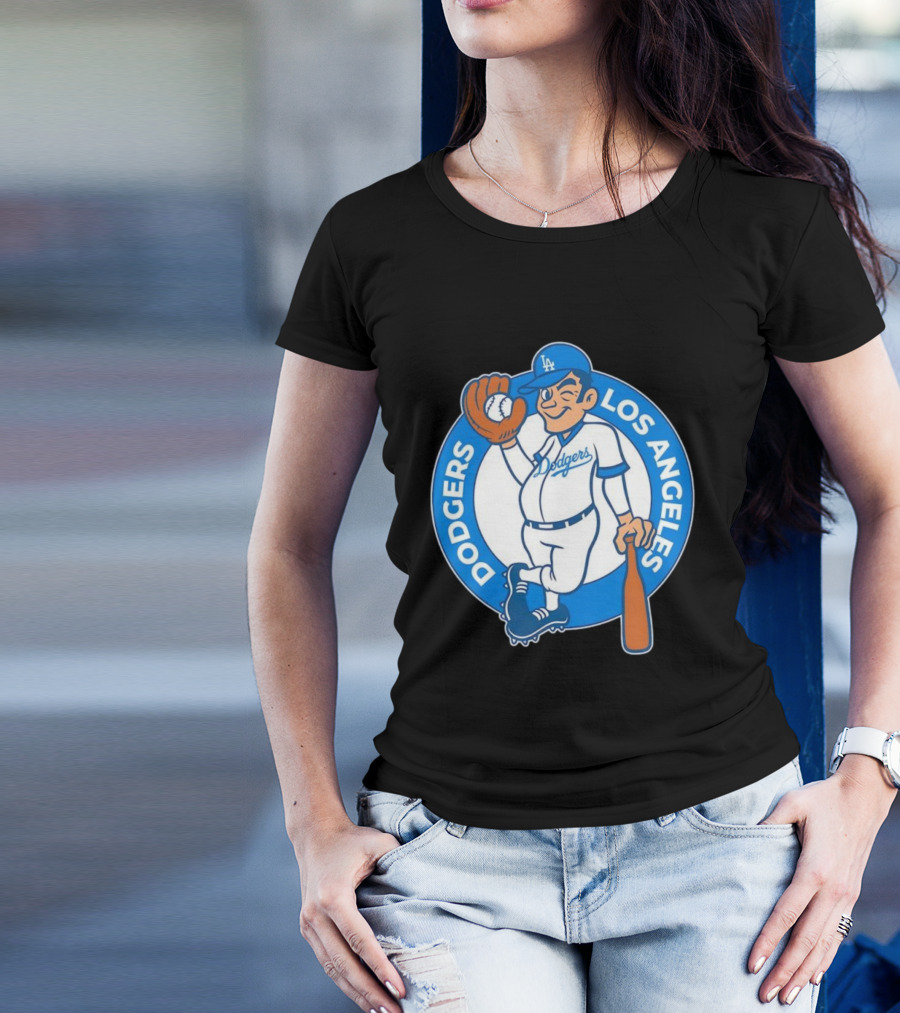 Los Angeles Dodgers Vintage Cartoon Character MLB Team Retro Style T-Shirt