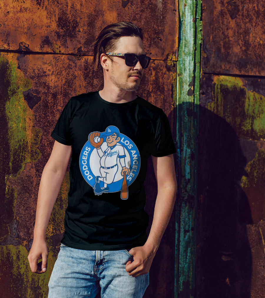 Los Angeles Dodgers Vintage Cartoon Character MLB Team Retro Style T-Shirt