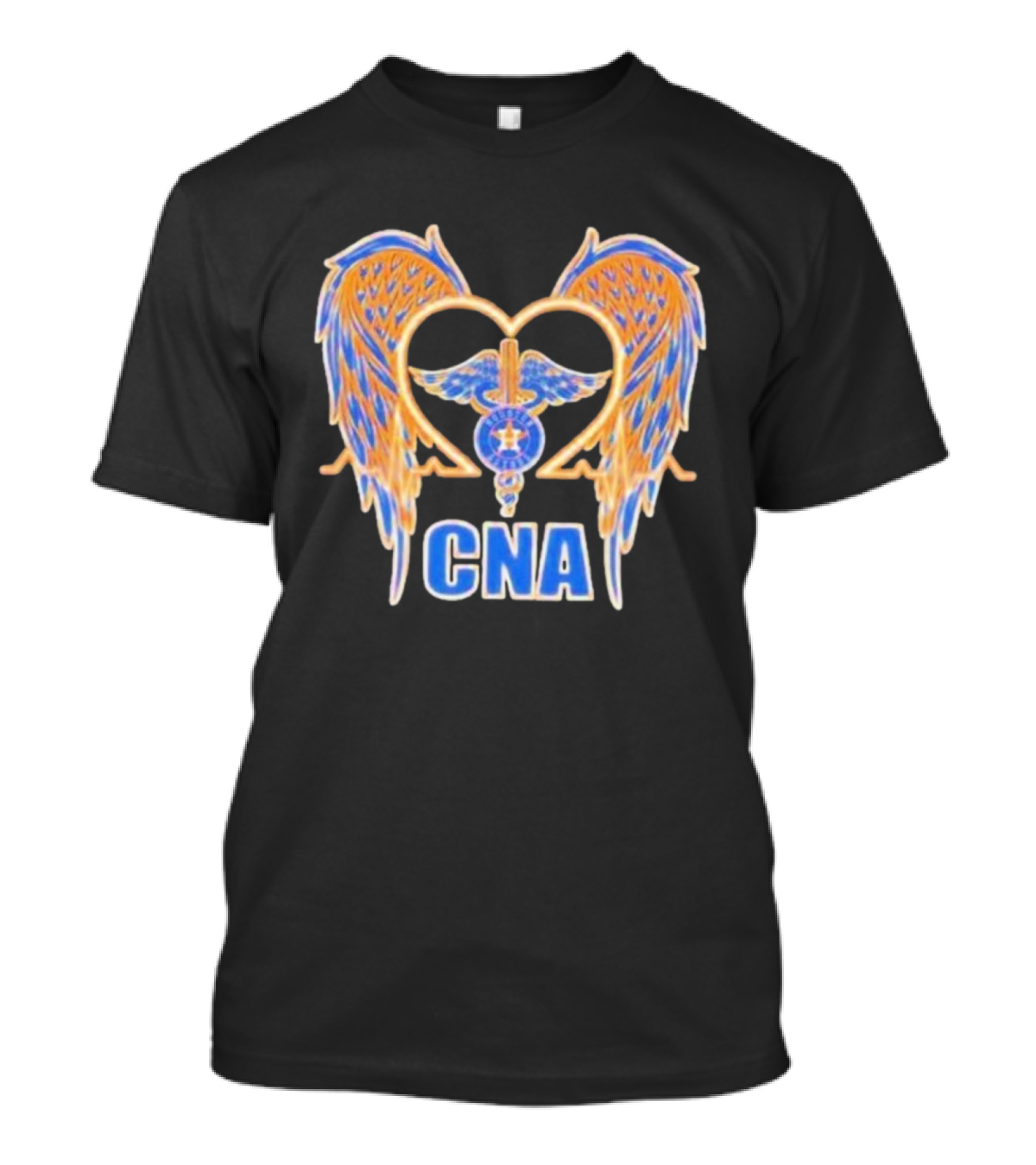 Houston Astros Wings Heart CNA Orange Blue T-Shirt