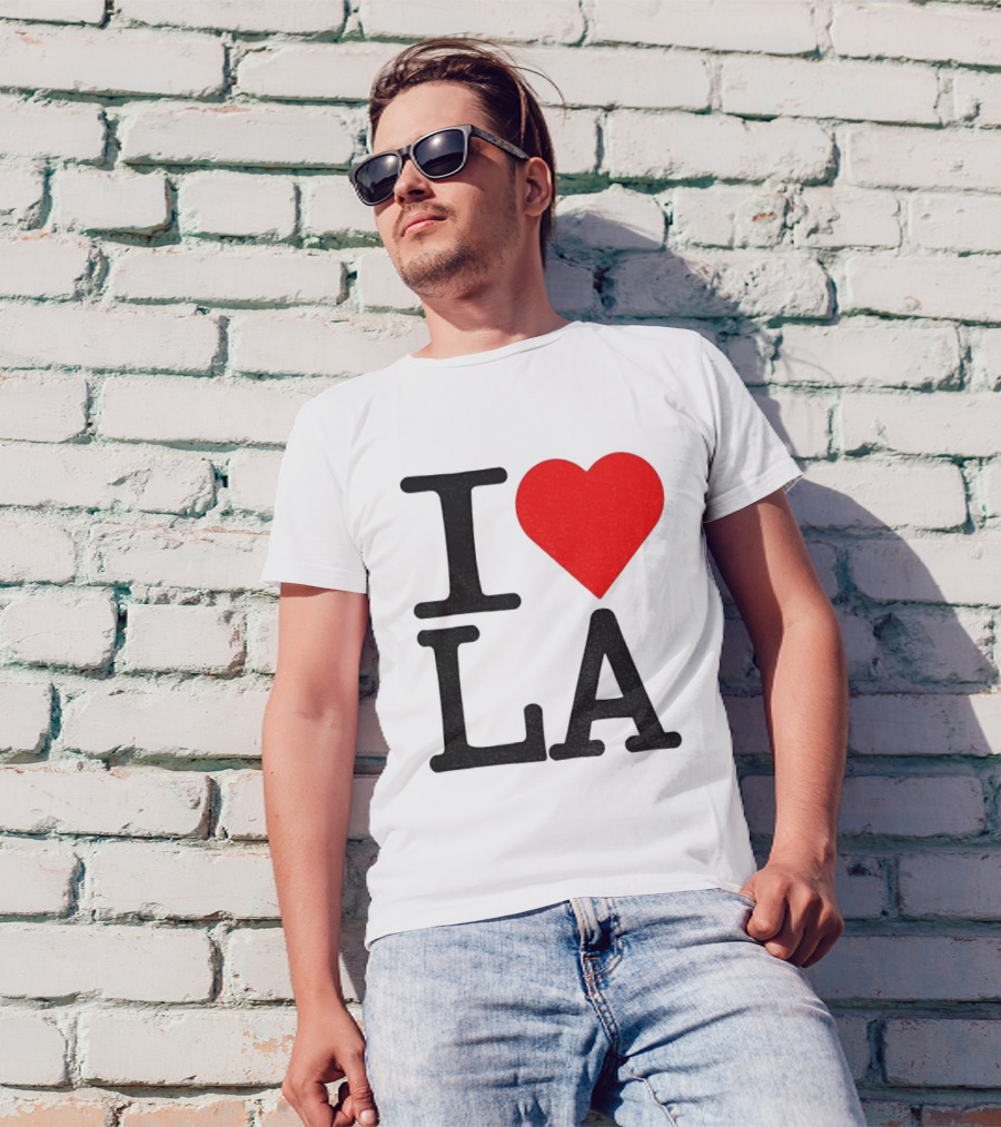 Los Angeles Dodgers Fan I Love LA Heart Classic Iconic Text T-Shirt