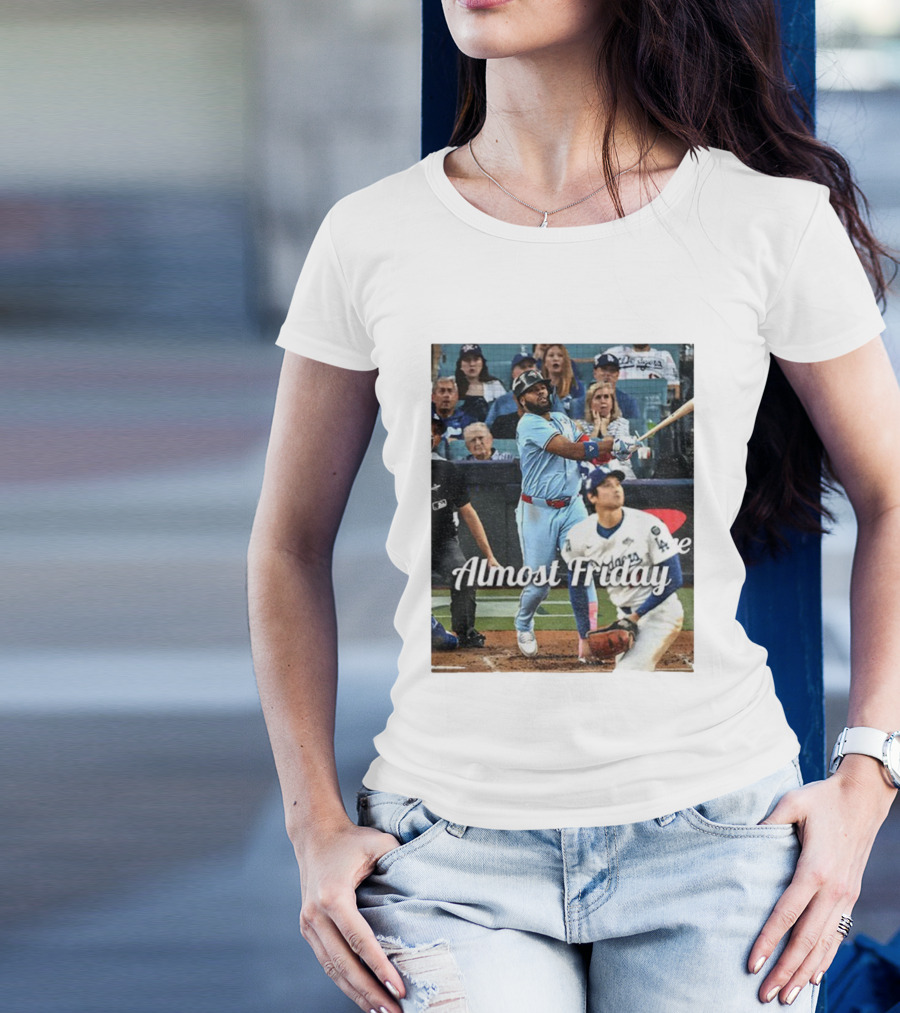 Vladimir Guerrero Jr. Toronto Blue Jays Almost Friday MLB Baseball Action T-Shirt