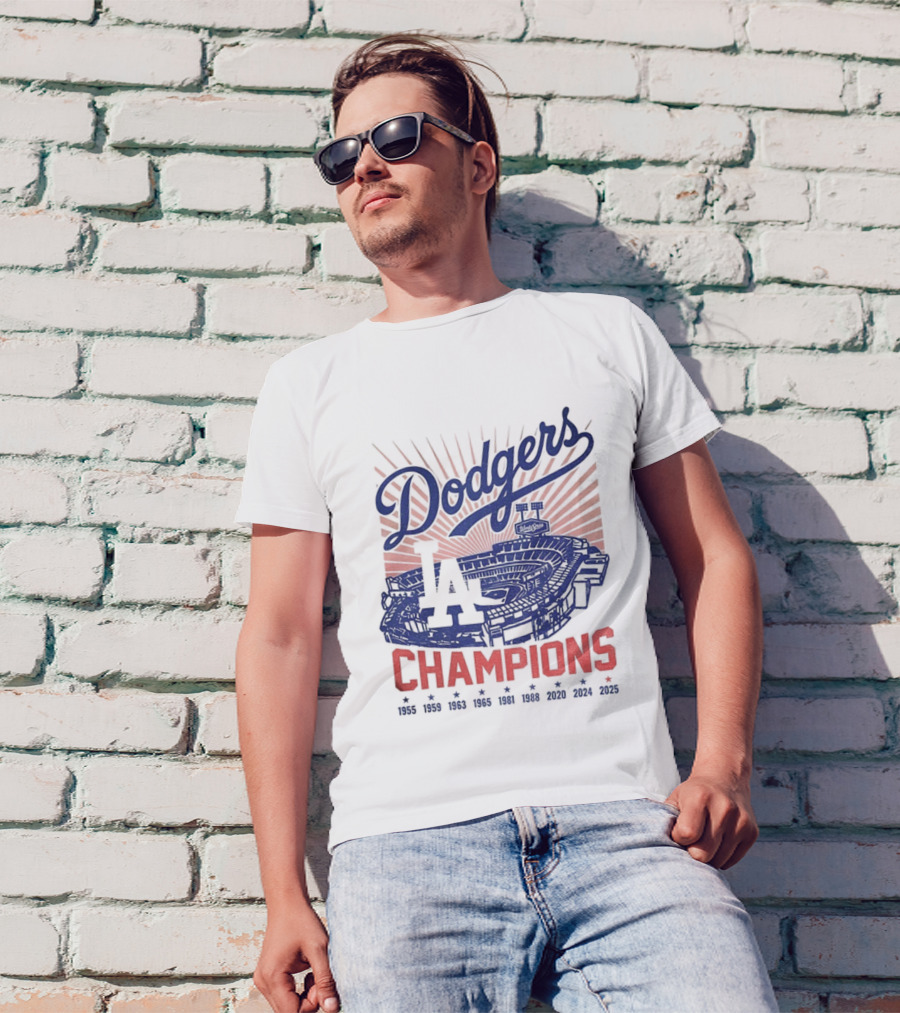 Stadium 2025 Los Angeles Dodgers Baseball Champions 1955 2025 T-Shirt