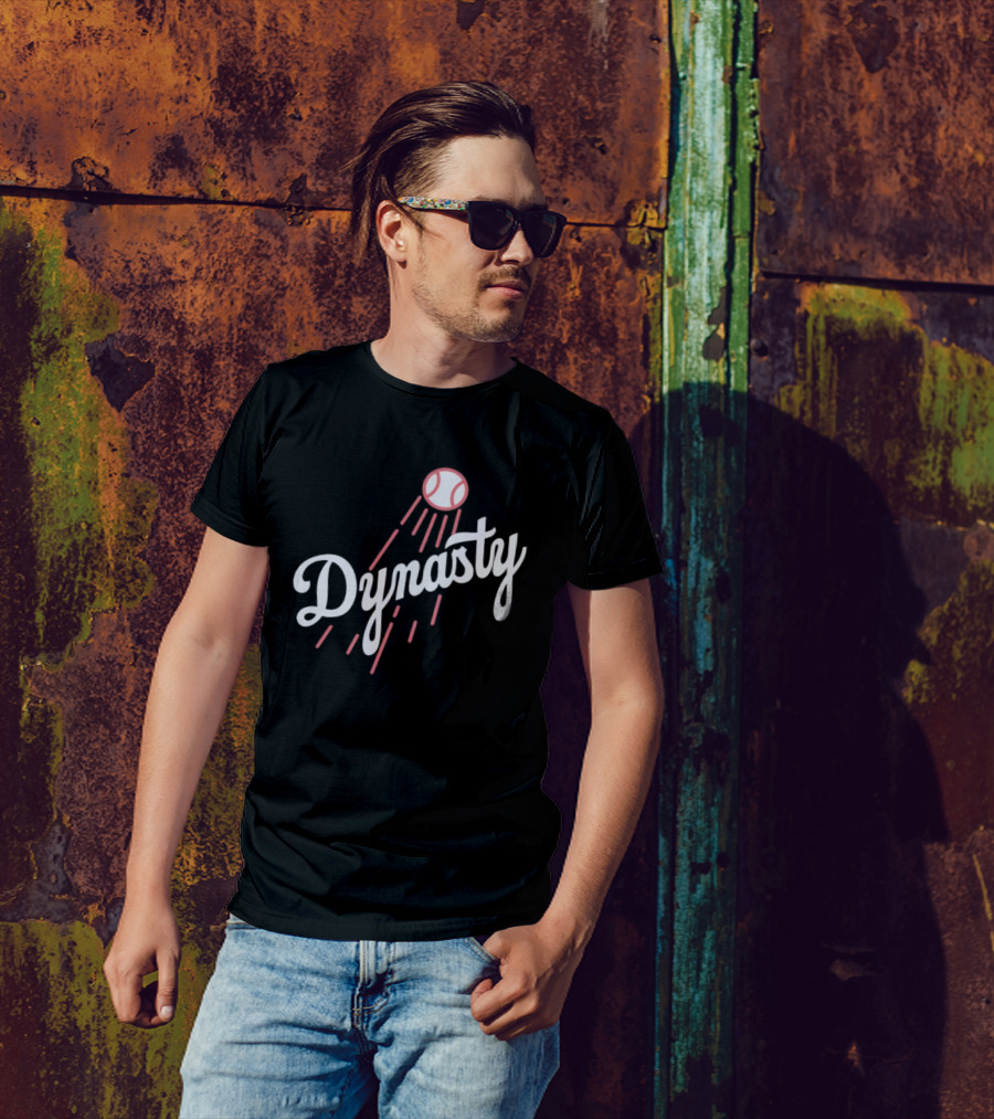 Dynasty Baseball Script With Red Streaked Ball T-Shirt