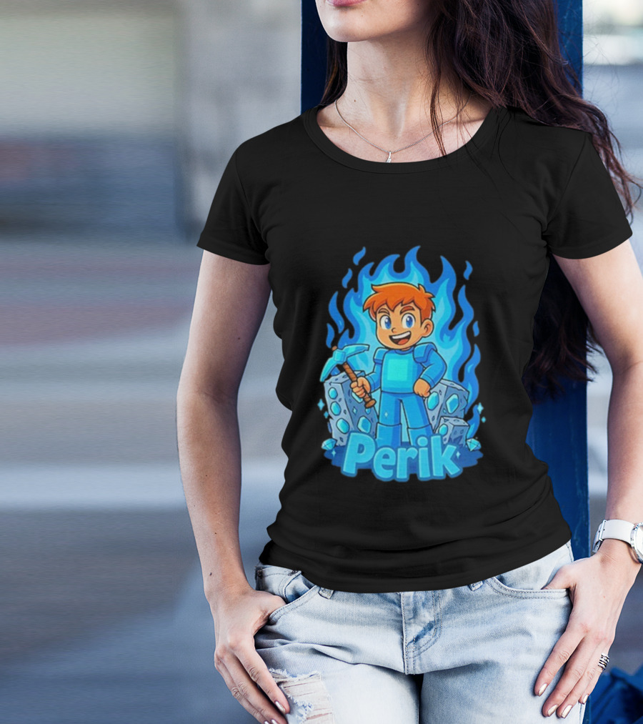 Perik Diamant Blue Flame Miner Character T-Shirt