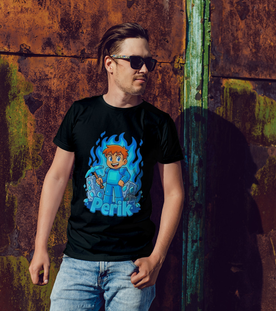Perik Diamant Blue Flame Miner Character T-Shirt