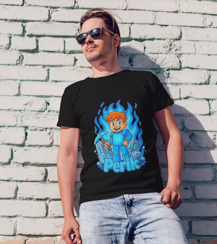 Perik Diamant Blue Flame Miner Character T-Shirt