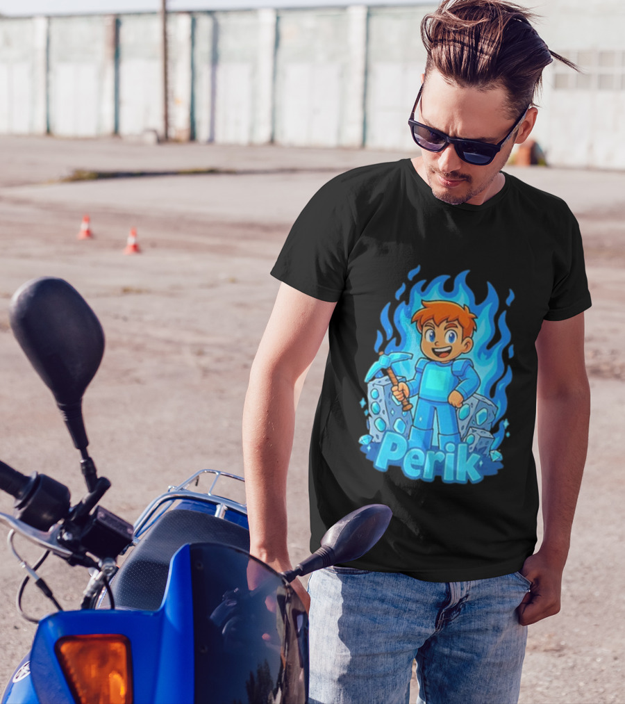 Perik Diamant Blue Flame Miner Character T-Shirt