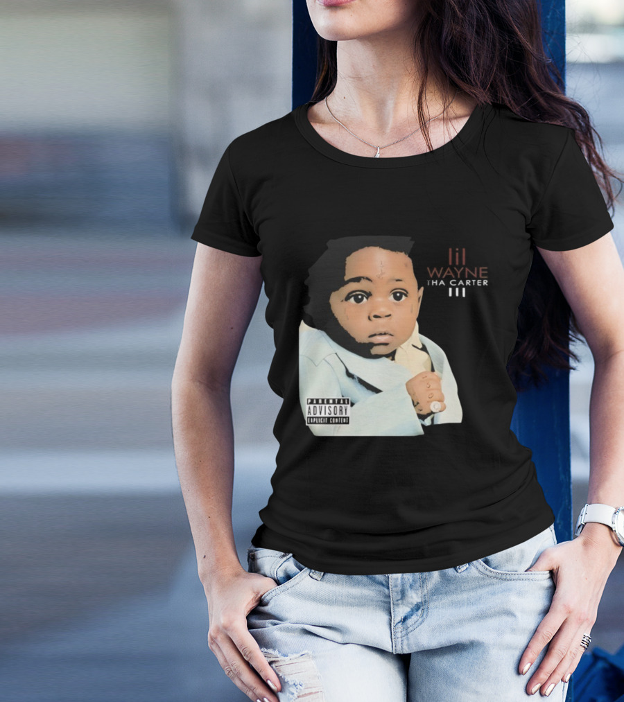 Lil Wayne Tha Carter III Album Cover Baby With Parental Advisory Explicit Content T-Shirt