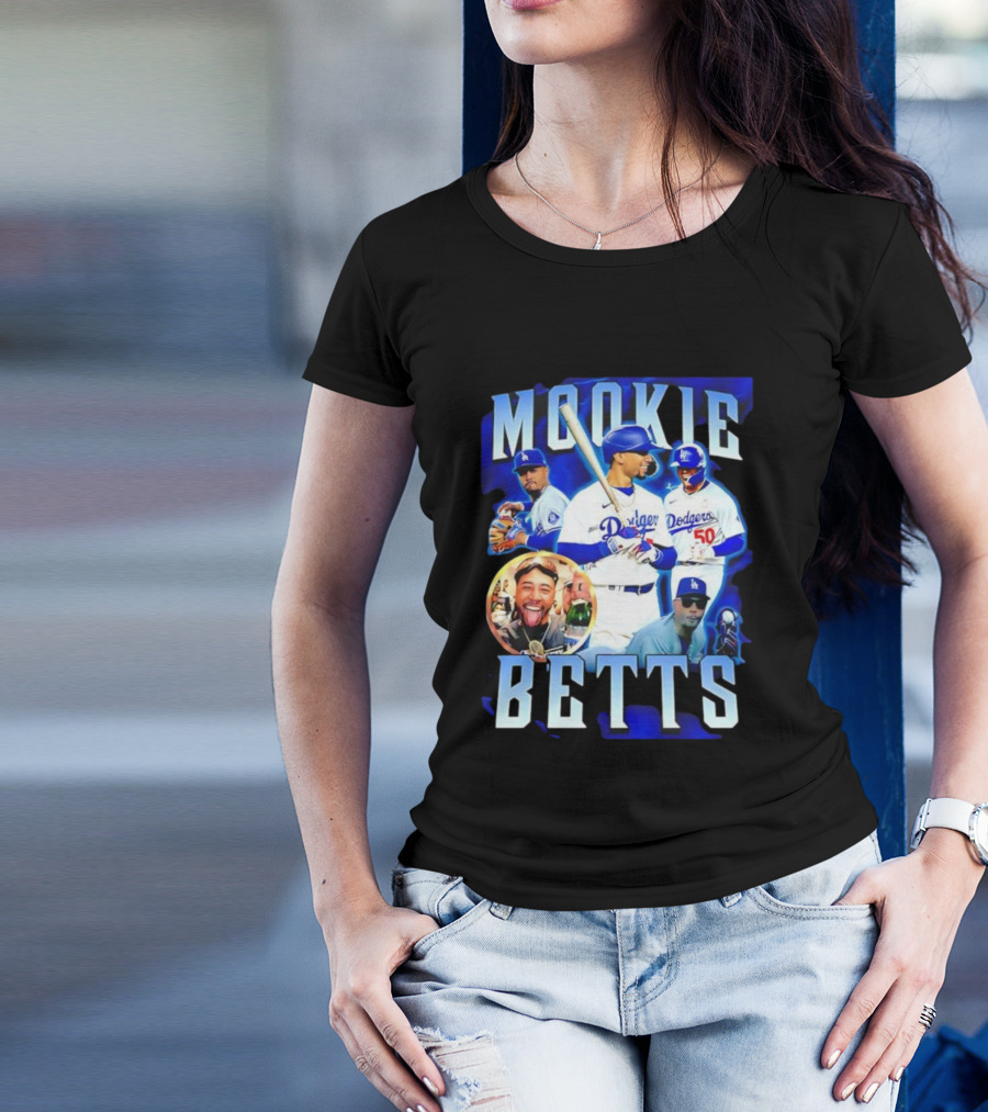 Mookie Betts LA Dodgers Player Collage T-Shirt